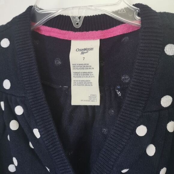 2/$20 Oshkosh B'gosh girls polka dot cardigan size 7 - Picture 3 of 4